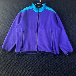 Vintage REI Outdoor Adventure Fleece Full Zip Jacket Purple Teal Black Size L